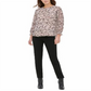 Calvin Klein Women's Floral Print Crewneck Blouse Pink Size XS