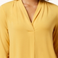Charter Club Women's Pleat Neck 3/4 Sleeve Top Yellow Size -Petite XL
