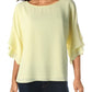 Vince Camuto Women's Drop Shoulder Tiered Sleeves Top Yellow Size Large