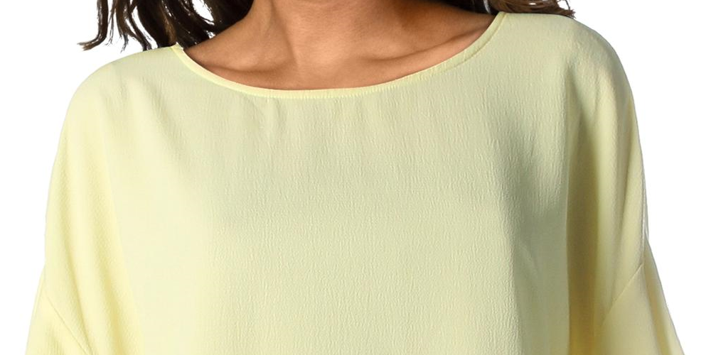 Vince Camuto Women's Drop Shoulder Tiered Sleeves Top Yellow Size Large