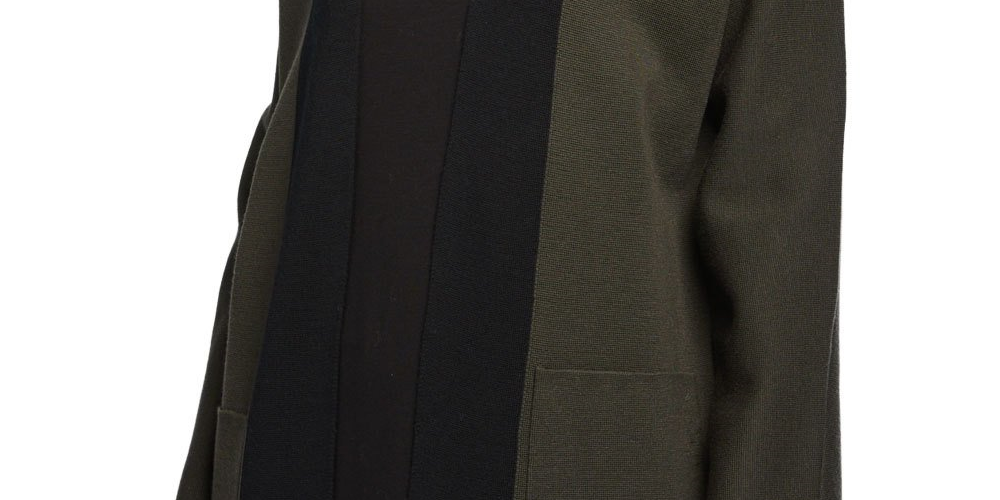 Eileen Fisher Colorblock Wool Cardigan Green Size Medium