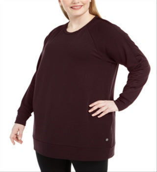 Ideology Women's Plus Size Crewneck Tunic Top Dark Eggplant XX-Large