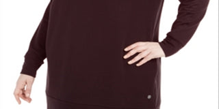 Ideology Women's Plus Size Crewneck Tunic Top Dark Eggplant XX-Large
