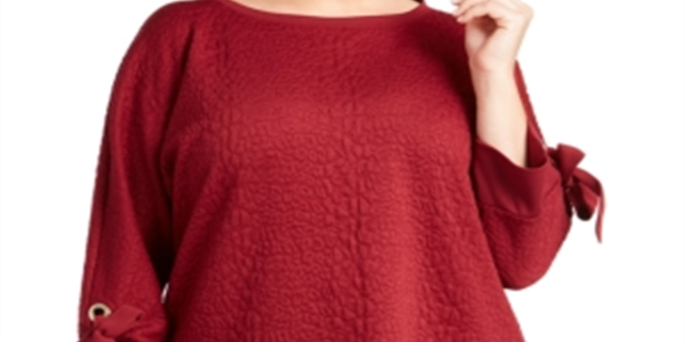 Charter Club Women's PlusTextured Top Red Size 3X