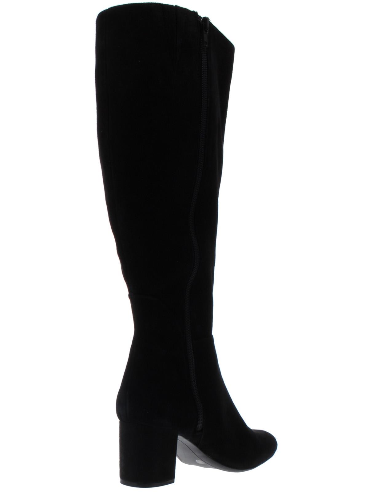 INC International Concepts Women's Block Heel Zip up Suede Dress Boots Black Size 6