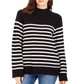 Charter Club Women's Split Back Striped Mockneck Sweater Black Size Petite XL