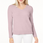 Maison Jules Women's Chenille Hi-Low V Neck Pullover Sweater Pink Size Medium
