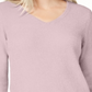 Maison Jules Women's Chenille Hi-Low V Neck Pullover Sweater Pink Size Medium