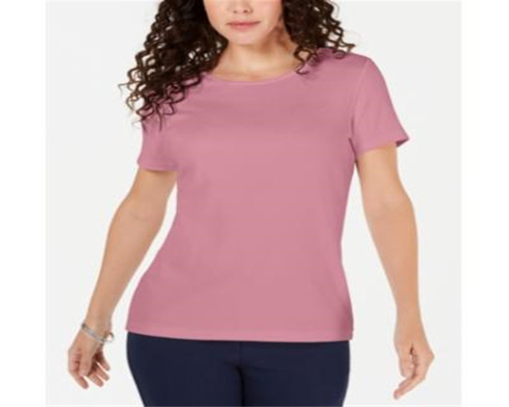 Karen Scott Women's Solid T-Shirt Pink Size Medium