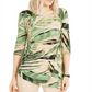 Alfani Women's Printed Side Top Green Size Petite M