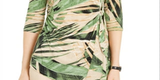 Alfani Women's Printed Side Top Green Size Petite M