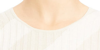 Theory Women's Silk Ribbed Crewneck Sweater White Size Large