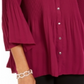 NY Collection Women's Pleated Button Front Bell Sleeve Top Purple Size -Petite XL