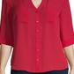 A. Byer Women's Tab-Sleeve Button Down Shirt, Crimson, Size M
