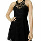 Material Girl Women's Juniors Lace Illusion Cocktail Dress Black Size Large