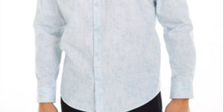 Alfani Men's Classic-Fit Abstract Plaid Shirt Faded Blue Size 3XL