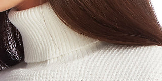 1.STATE Women's Sweater Large Turtleneck Side Button White Size L