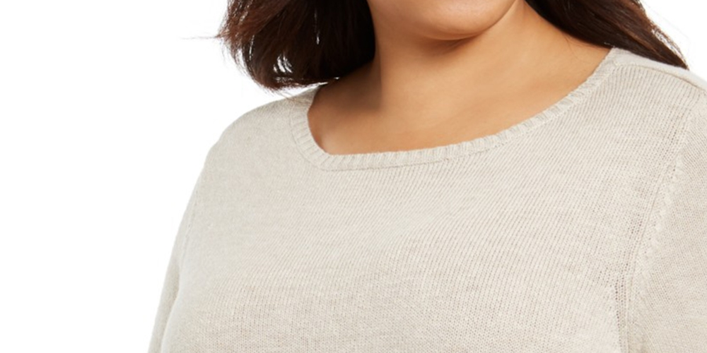 Style Co. Womens Ruffle-Hem Pullover Sweater Style Brown Size 1X