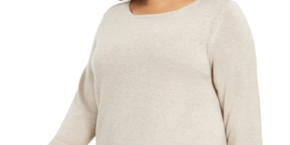 Style Co. Womens Ruffle-Hem Pullover Sweater Style Brown Size 1X