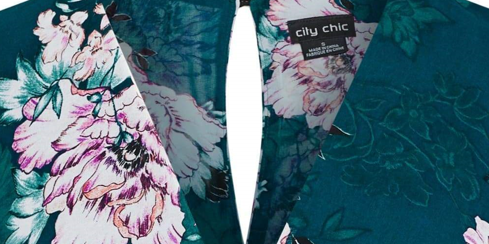 City Chic Trendy Women's Plus Size Floral-Print Faux-Wrap Dress Green Size S P