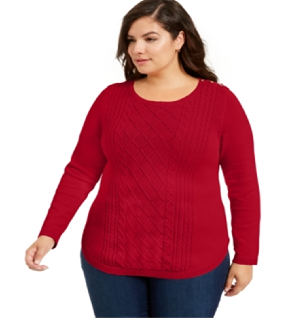 Charter Club Women's Plus Size Cable-Knit Sweater Ravishing Red Size 4X