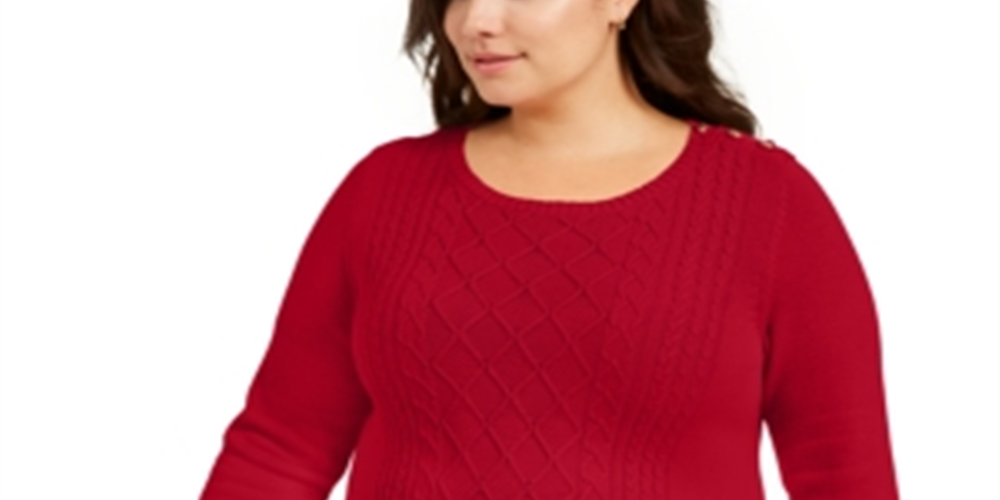 Charter Club Women's Plus Size Cable-Knit Sweater Ravishing Red Size 4X