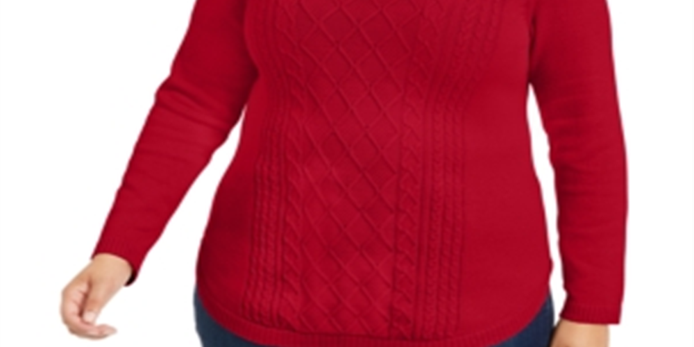 Charter Club Women's Plus Size Cable-Knit Sweater Ravishing Red Size 4X