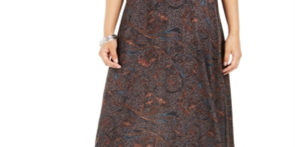 Style & Co Women's  Printed Pull-on Maxi Skirt  Gray Size Small