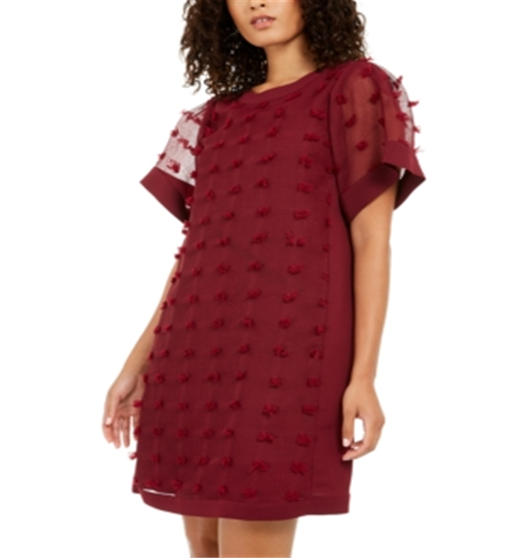 Alfani Women's Textured Dot a Line Dress Red Size 14 Petite