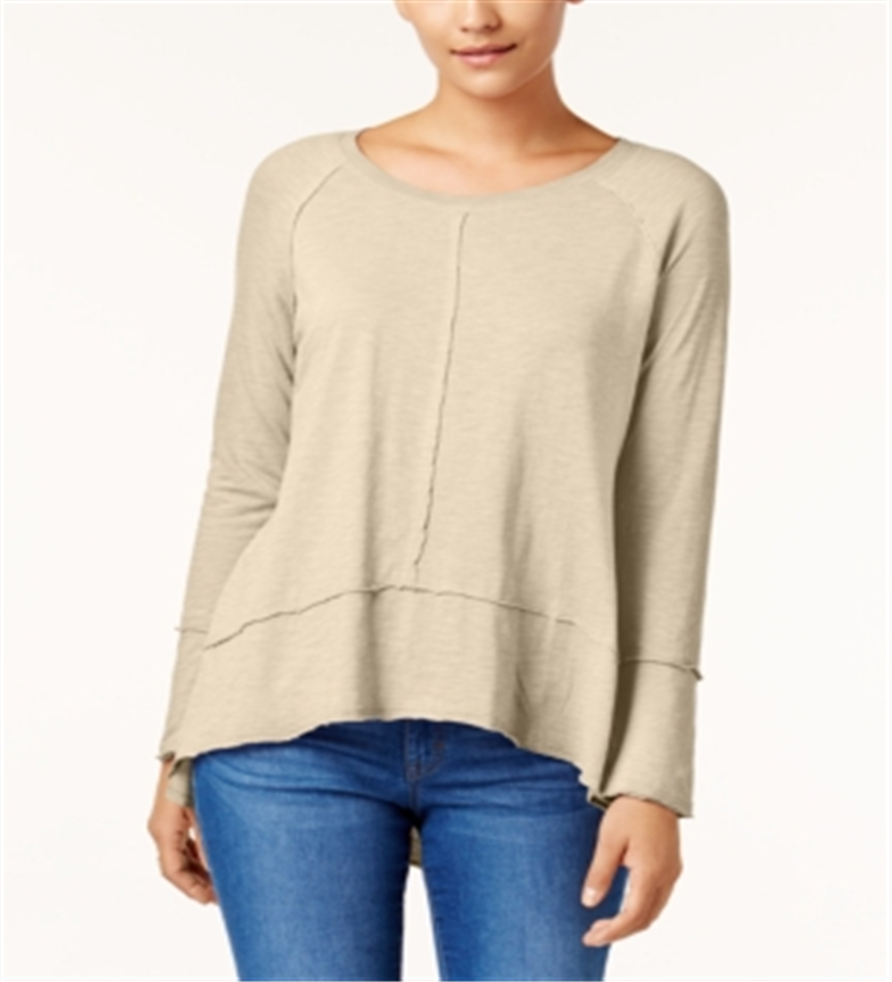 Style & Co Women's Cotton High Low Top Cream Size M