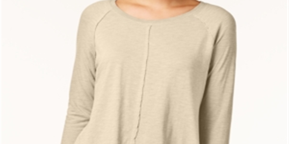 Style & Co Women's Cotton High Low Top Cream Size M