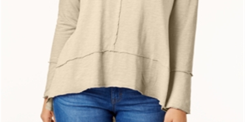 Style & Co Women's Cotton High Low Top Cream Size M