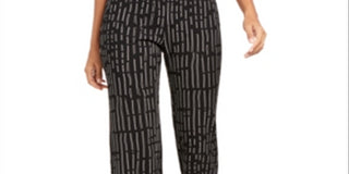 Alfani Women's  Printed Pull-on Pants Black Size Large