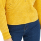 Bar III Women's Eyelet V Neck Crop Sweater Gold Size X-Small