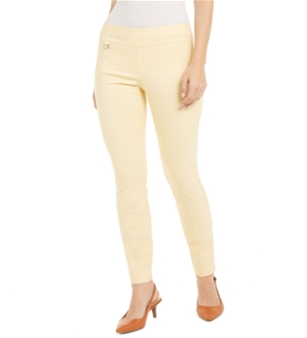 Alfani Women's Tummy-Control Pull-on Skinny Pants Regular Short and Long Lengths  Sundance Yellow Size 4
