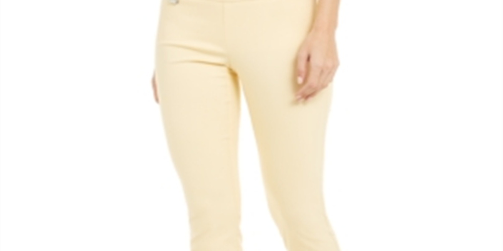 Alfani Women's Tummy-Control Pull-on Skinny Pants Regular Short and Long Lengths  Sundance Yellow Size 4