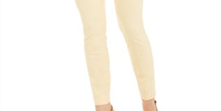 Alfani Women's Tummy-Control Pull-on Skinny Pants Regular Short and Long Lengths  Sundance Yellow Size 4