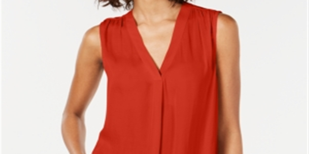 Alfani Women's Satin V-Neck Tank Top  Red Size Medium