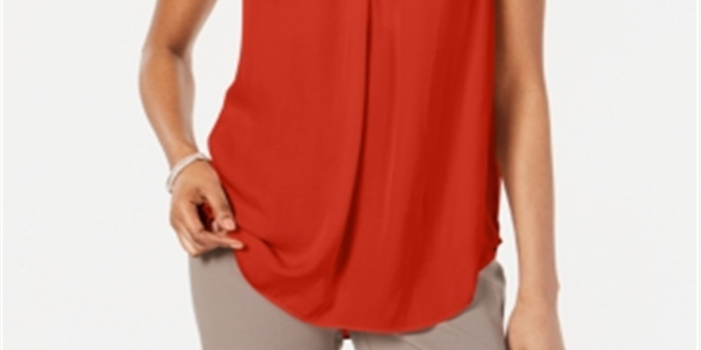 Alfani Women's Satin V-Neck Tank Top  Red Size Medium