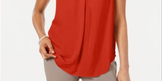 Alfani Women's Satin V-Neck Tank Top  Red Size Medium