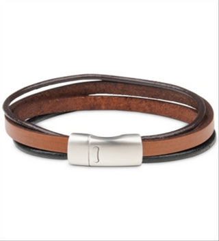 Bespoke Men's Leather Bracelet Brown Size One Size
