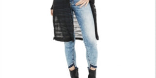 American Rag Junior's Crochet TrimOpen Knit Duster Cardigan Classic Black Size M