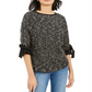 Charter Club Women's 3/4-Sleeve Bow-Trim Top  Black Size XS