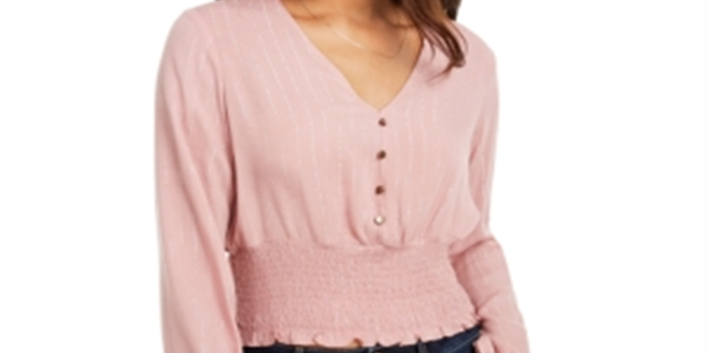 Gypsies & Moondust Junior's Shine Smocked Blouse Pink Size L