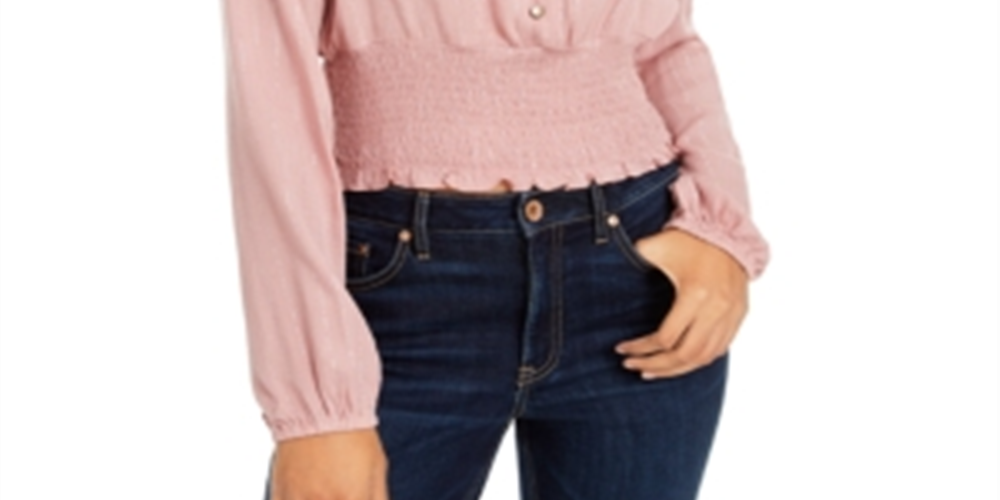 Gypsies & Moondust Junior's Shine Smocked Blouse Pink Size L