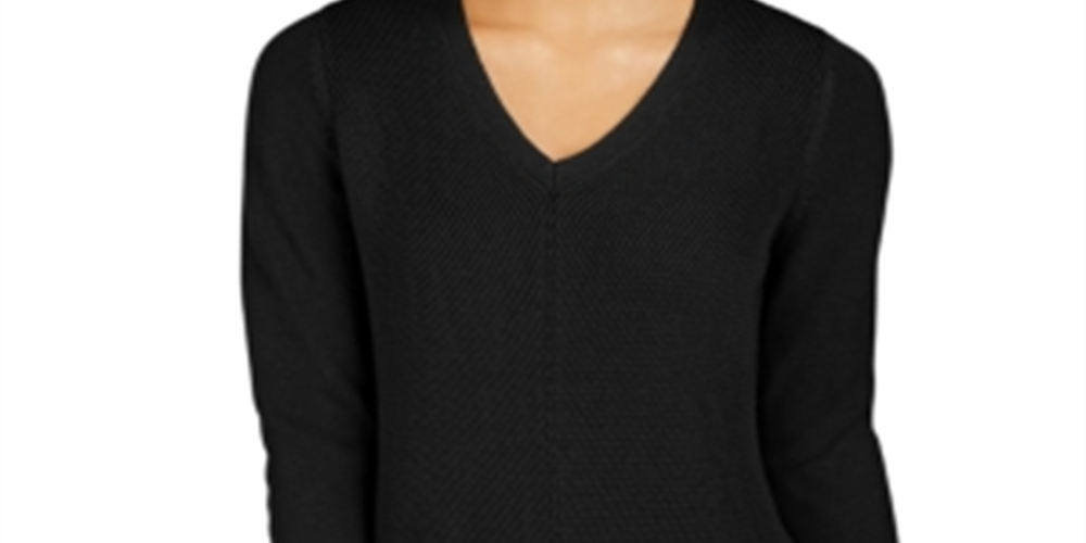 Charter Club Women's V Neck Sweater Black Size Large