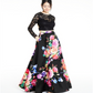 B. Darlin Women's Lace Floral Long Sleeve Jewel Neck Full Length Formal Fit Flare Dress Black Size 15-16