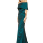 Vince Camuto Women's Satin Foldover Off the Shoulder Gown Green Size 6