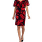 Connected Apparel Women's Petite Rose Flounce Sleeve Dress Red Size 10 P