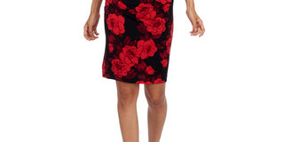 Connected Apparel Women's Petite Rose Flounce Sleeve Dress Red Size 10 P